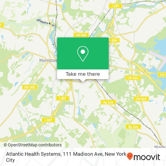 Atlantic Health Systems, 111 Madison Ave map