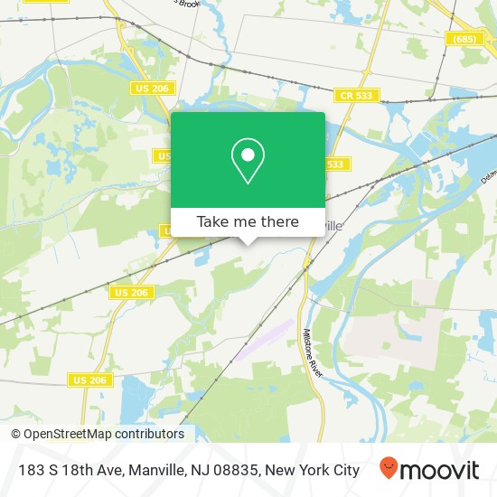 Mapa de 183 S 18th Ave, Manville, NJ 08835