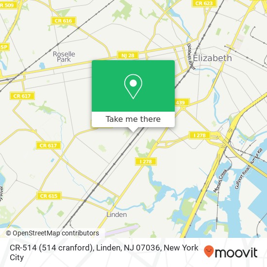 CR-514 (514 cranford), Linden, NJ 07036 map