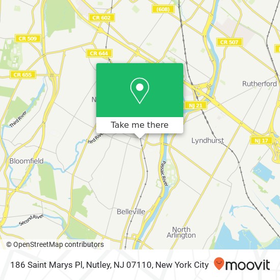 Mapa de 186 Saint Marys Pl, Nutley, NJ 07110