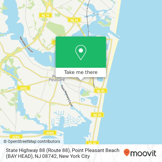 Mapa de State Highway 88 (Route 88), Point Pleasant Beach (BAY HEAD), NJ 08742