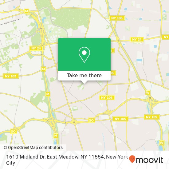 Mapa de 1610 Midland Dr, East Meadow, NY 11554