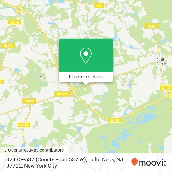 Mapa de 324 CR-537 (County Road 537 W), Colts Neck, NJ 07722