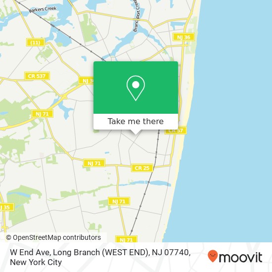 Mapa de W End Ave, Long Branch (WEST END), NJ 07740