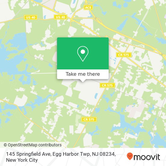 Mapa de 145 Springfield Ave, Egg Harbor Twp, NJ 08234