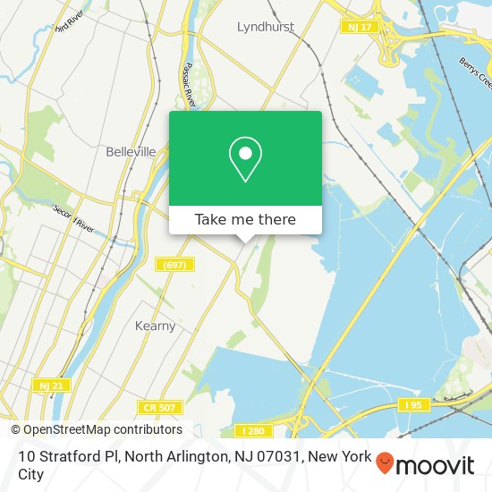 Mapa de 10 Stratford Pl, North Arlington, NJ 07031