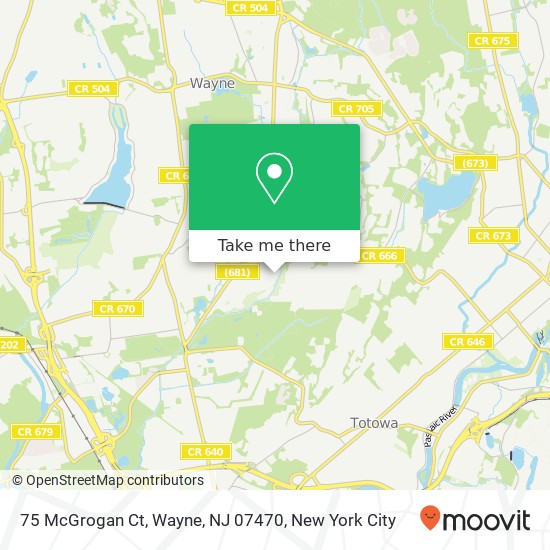 Mapa de 75 McGrogan Ct, Wayne, NJ 07470