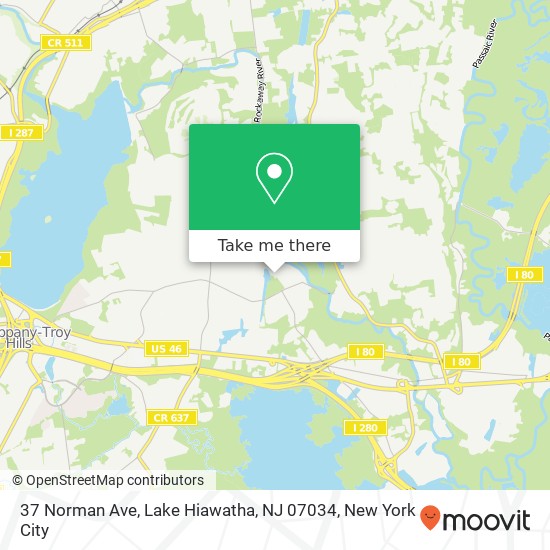 Mapa de 37 Norman Ave, Lake Hiawatha, NJ 07034