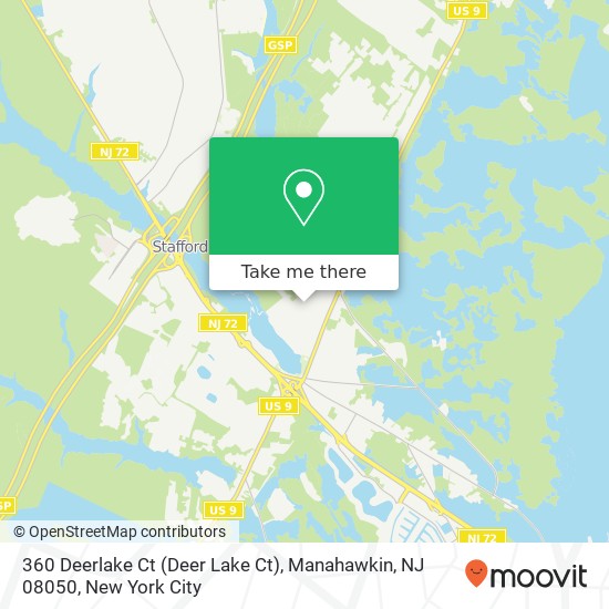 Mapa de 360 Deerlake Ct (Deer Lake Ct), Manahawkin, NJ 08050