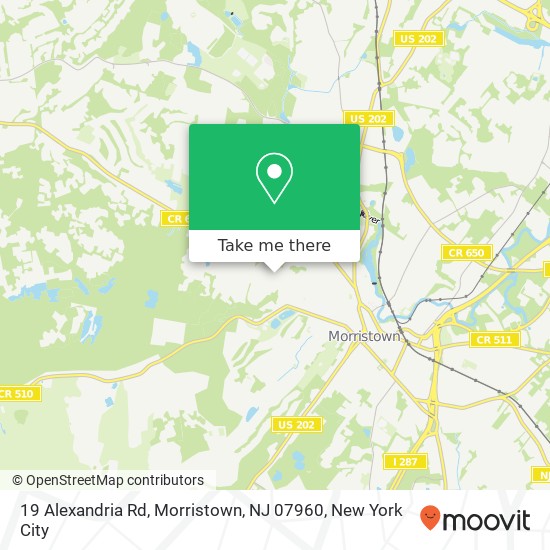 Mapa de 19 Alexandria Rd, Morristown, NJ 07960