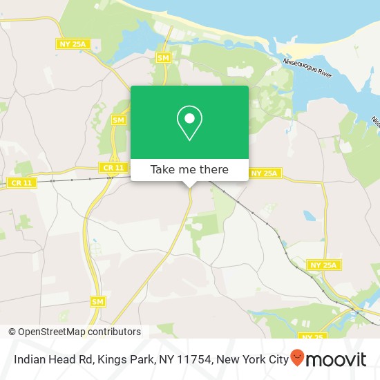 Mapa de Indian Head Rd, Kings Park, NY 11754