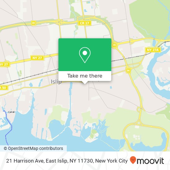 Mapa de 21 Harrison Ave, East Islip, NY 11730