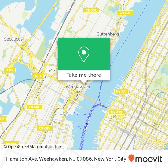 Hamilton Ave, Weehawken, NJ 07086 map