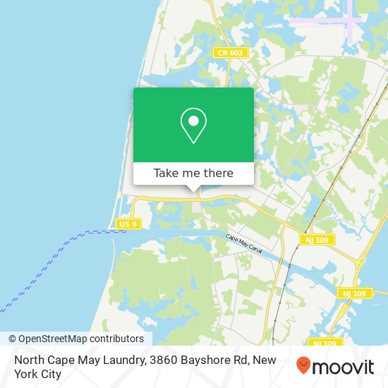 North Cape May Laundry, 3860 Bayshore Rd map