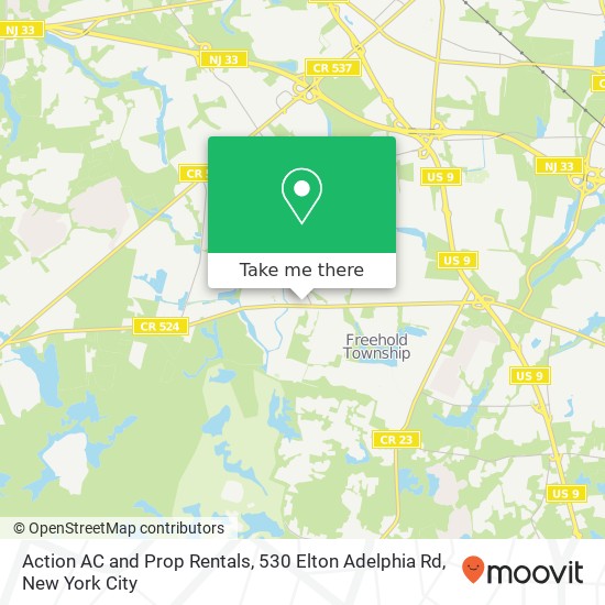 Mapa de Action AC and Prop Rentals, 530 Elton Adelphia Rd