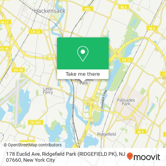 Mapa de 178 Euclid Ave, Ridgefield Park (RIDGEFIELD PK), NJ 07660