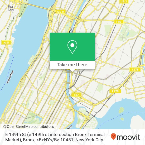Mapa de E 149th St (e 149th st intersection Bronx Terminal Market), Bronx, <B>NY< / B> 10451