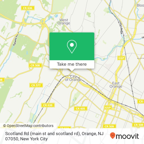 Mapa de Scotland Rd (main st and scotland rd), Orange, NJ 07050