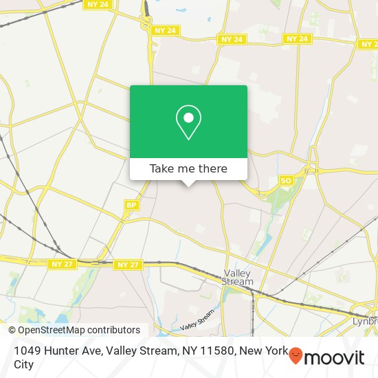 Mapa de 1049 Hunter Ave, Valley Stream, NY 11580