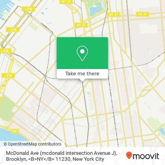 McDonald Ave (mcdonald intersection Avenue J), Brooklyn, <B>NY< / B> 11230 map