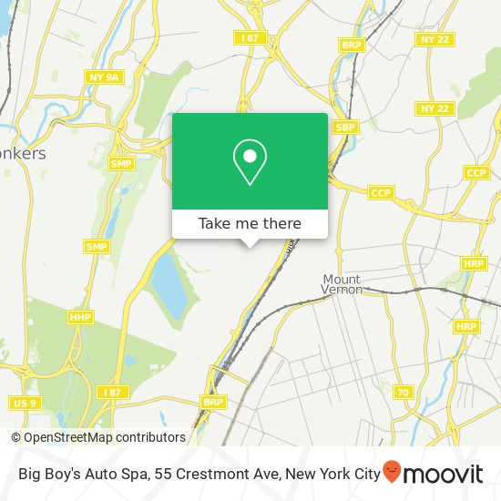 Mapa de Big Boy's Auto Spa, 55 Crestmont Ave