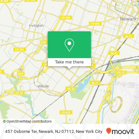 Mapa de 457 Osborne Ter, Newark, NJ 07112