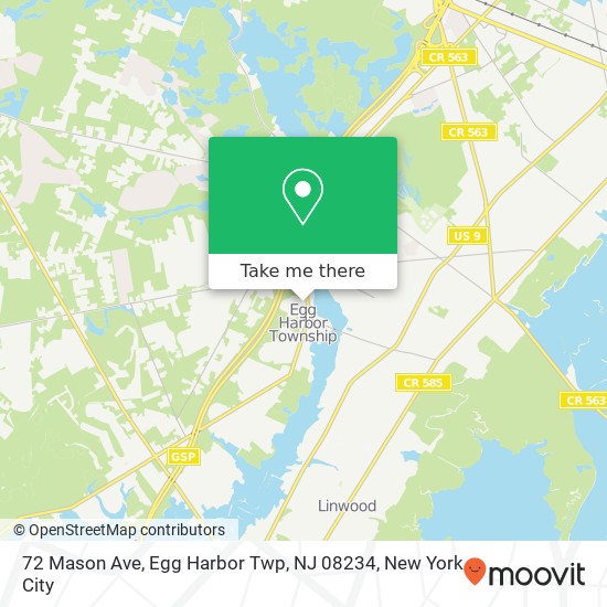 Mapa de 72 Mason Ave, Egg Harbor Twp, NJ 08234
