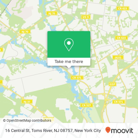 Mapa de 16 Central St, Toms River, NJ 08757