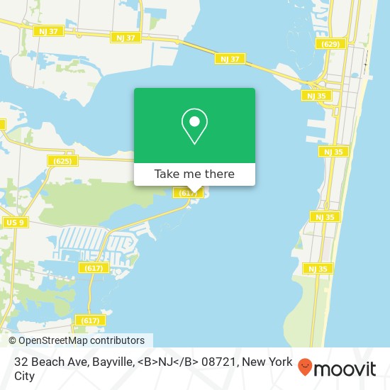 Mapa de 32 Beach Ave, Bayville, <B>NJ< / B> 08721