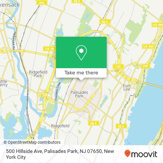 Mapa de 500 Hillside Ave, Palisades Park, NJ 07650