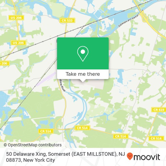 Mapa de 50 Delaware Xing, Somerset (EAST MILLSTONE), NJ 08873