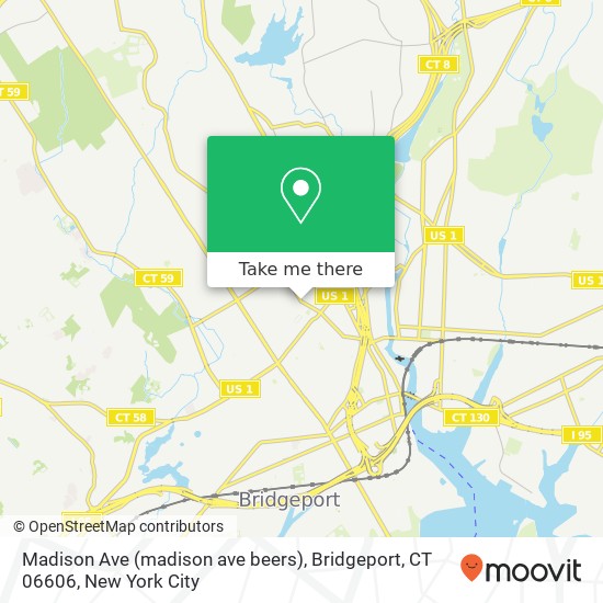 Mapa de Madison Ave (madison ave beers), Bridgeport, CT 06606