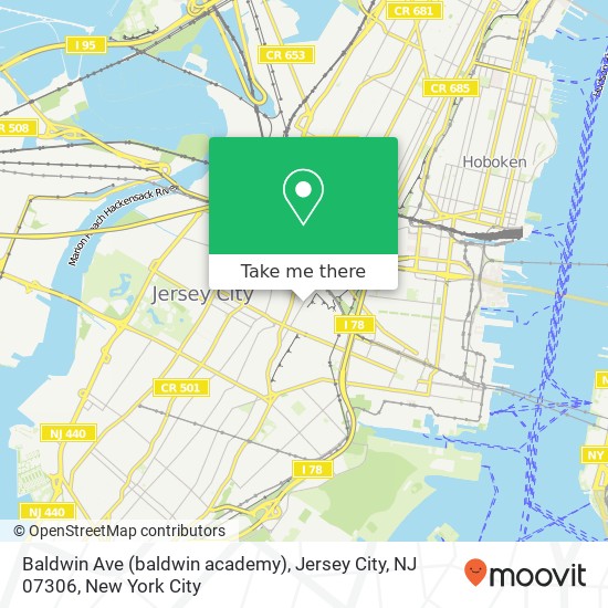 Mapa de Baldwin Ave (baldwin academy), Jersey City, NJ 07306