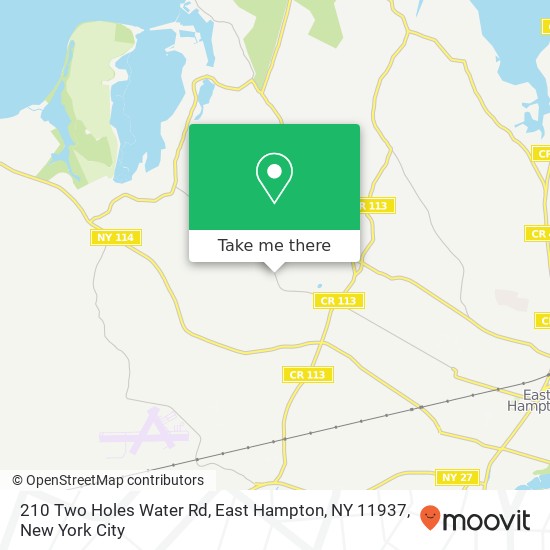 Mapa de 210 Two Holes Water Rd, East Hampton, NY 11937