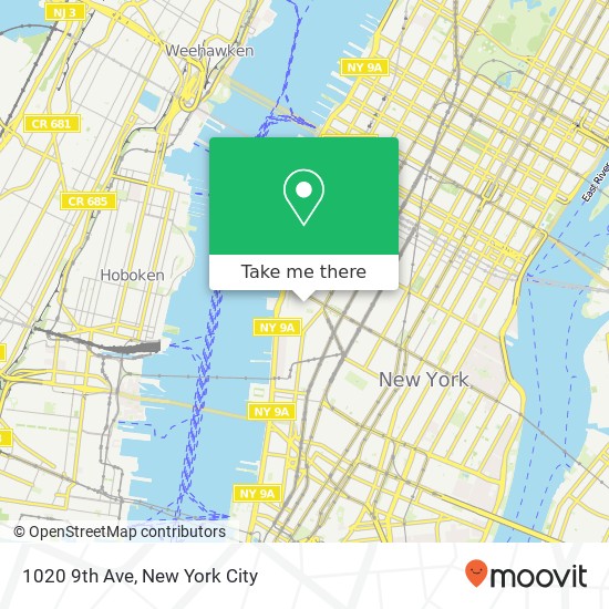 Mapa de 1020 9th Ave, New York, NY 10014