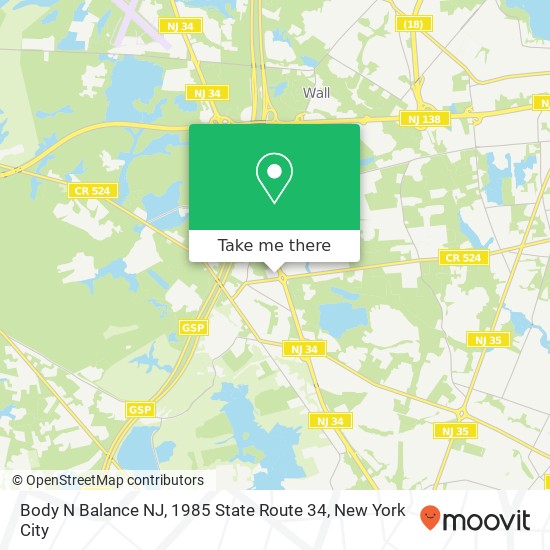 Body N Balance NJ, 1985 State Route 34 map