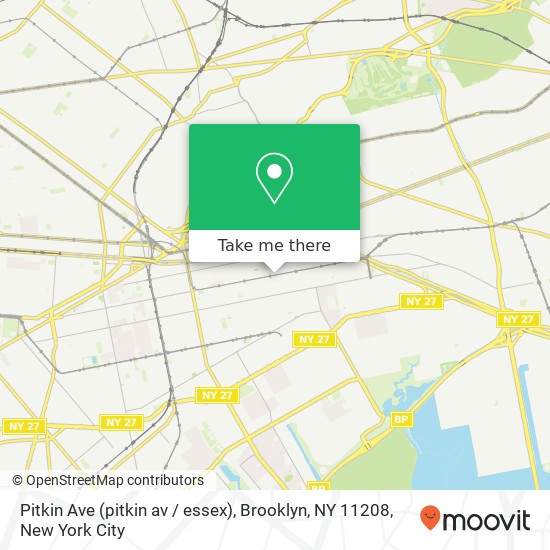 Pitkin Ave (pitkin av / essex), Brooklyn, NY 11208 map