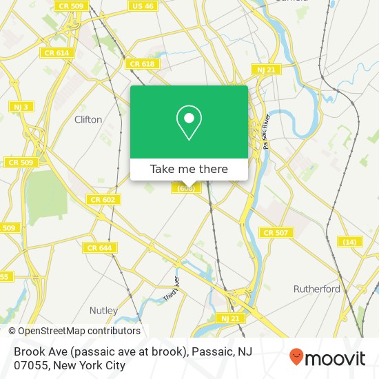 Brook Ave (passaic ave at brook), Passaic, NJ 07055 map