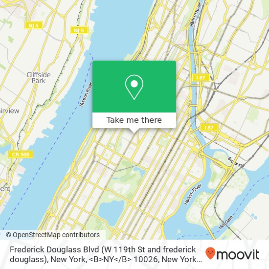 Mapa de Frederick Douglass Blvd (W 119th St and frederick douglass), New York, <B>NY< / B> 10026