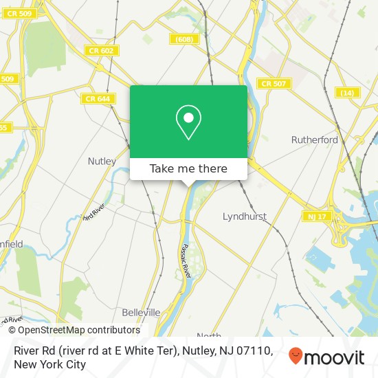 Mapa de River Rd (river rd at E White Ter), Nutley, NJ 07110