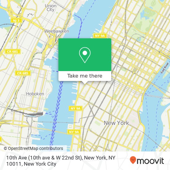 Mapa de 10th Ave (10th ave & W 22nd St), New York, NY 10011
