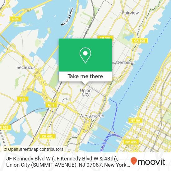 JF Kennedy Blvd W (JF Kennedy Blvd W & 48th), Union City (SUMMIT AVENUE), NJ 07087 map