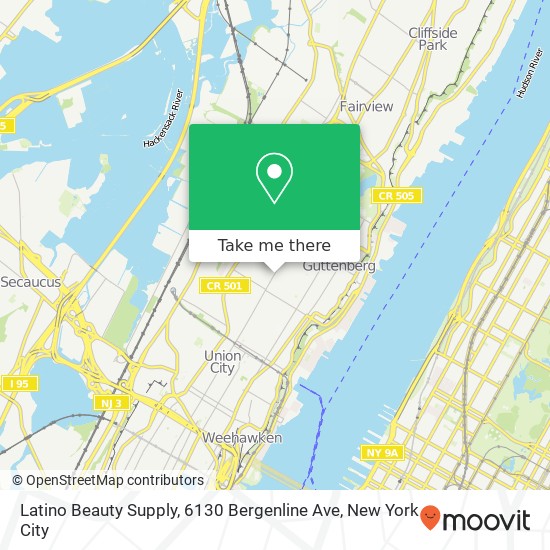 Mapa de Latino Beauty Supply, 6130 Bergenline Ave