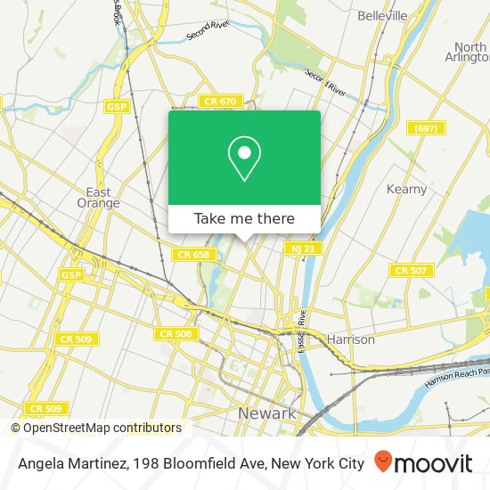Mapa de Angela Martinez, 198 Bloomfield Ave