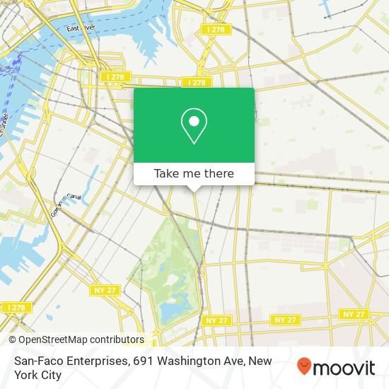 Mapa de San-Faco Enterprises, 691 Washington Ave