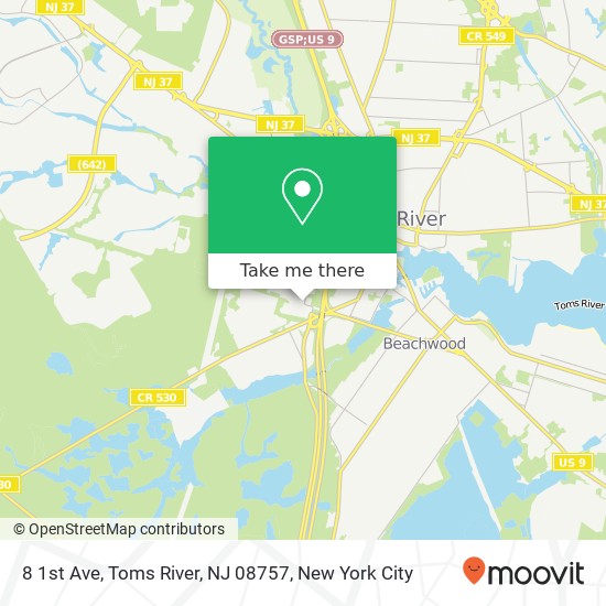 Mapa de 8 1st Ave, Toms River, NJ 08757