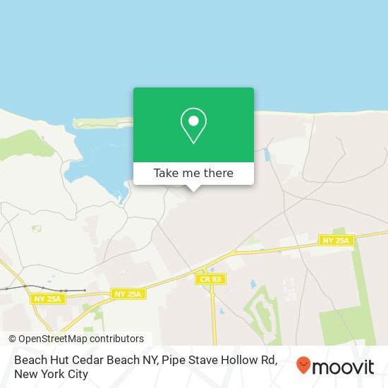 Mapa de Beach Hut Cedar Beach NY, Pipe Stave Hollow Rd