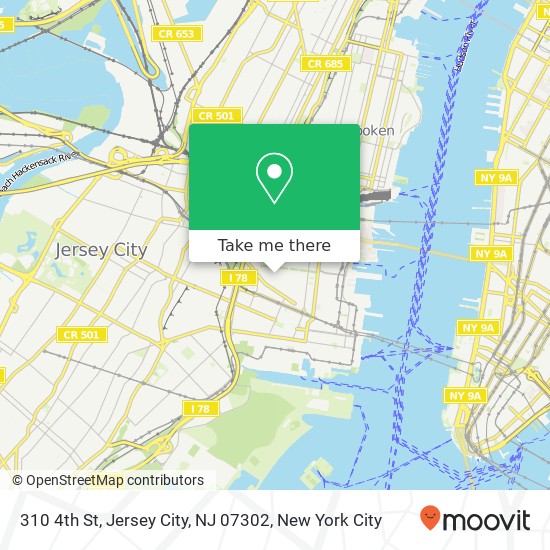 Mapa de 310 4th St, Jersey City, NJ 07302