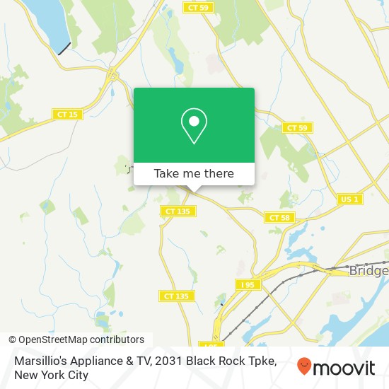 Mapa de Marsillio's Appliance & TV, 2031 Black Rock Tpke