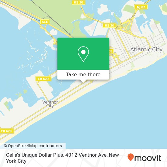 Mapa de Celia's Unique Dollar Plus, 4012 Ventnor Ave